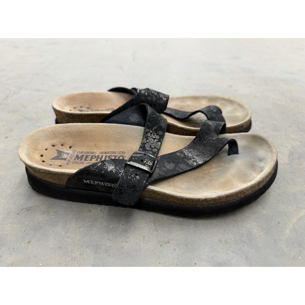 Mephisto Helen Women's US 7 EU 37 Black Comfort Slide Sandals Made in France